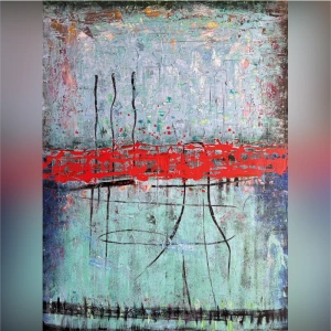 Quadro - olio su tela - telaio - Red Turquoise - wdesign - macerata - marche